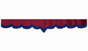 Skivbård med fransar, mockaeffekt, dubbelarbetad, vinrödblå V-form 18 cm