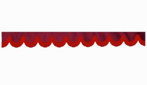 Wildlederoptik Lkw Scheibenbord&uuml;re mit Fransen, doppelt verarbeitet bordeaux rot Bogenform 18 cm