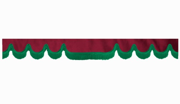 suedelook truck pane border with fringes, Double processed  bordeaux green Wave form 18 cm