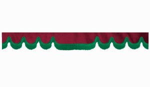 suedelook truck pane border with fringes, Double processed  bordeaux green Wave form 18 cm