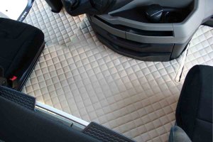 Suitable for MAN*: TGX EURO6 (2020-...) Engine tunnel cover &amp; floor mats - Imitation leather HollandLine beige