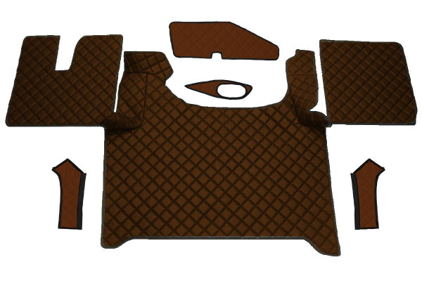 Suitable for MAN*: TGX EURO6 (2020-...) Engine tunnel cover & floor mats - Imitation leather HollandLine brown