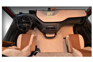 Suitable for DAF*: XF106 EURO6 (2013-...) - Imitation leather oldschool - XXL table with drawer I  beige