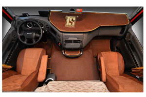 Suitable for DAF*: XF106 EURO6 (2013-...) - Imitation leather oldschool - XXL table with drawer I grizzly
