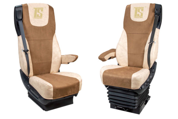 Suitable for DAF*: XF106 EURO6 (2013-...) XF/XG/XG+ (2021-...) - Imitation leather oldschool - seat covers - beige I brown passenger seat air suspension