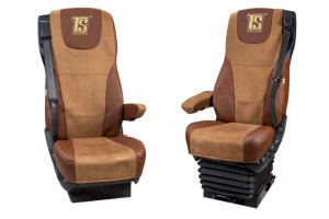 Suitable for DAF*: XF106 EURO6 (2013-...) XF/XG/XG+ (2021-...) - Imitation leather oldschool - seat covers - grizzly I brown passenger seat air suspension
