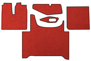 Passend für MAN*: TGX EURO6 (2020-...) - glattes Oldschool-Kunstleder - Komplettset Farbe Rot I Einfassung Schwarz