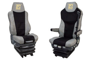 Suitable for MAN*: TGX, TGS, TGM, TGL, TGA - Imitation leather oldschool - seat covers grey 2 strap integrated