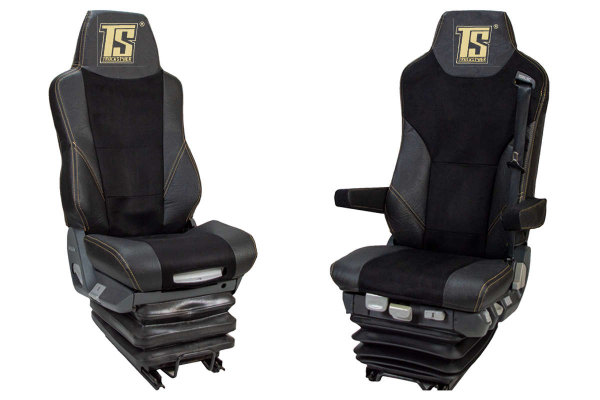 Suitable for MAN*: TGX, TGS, TGM, TGL, TGA - Imitation leather oldschool - seat covers black 1 stap integrated