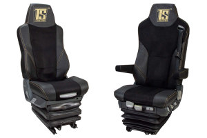 Suitable for MAN*: TGX, TGS, TGM, TGL, TGA - Imitation leather oldschool - seat covers black 2 strap integrated
