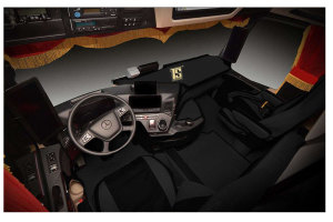 Adatto per Mercedes*: Actros MP4 I MP5 (2011-...) 2500mm Similpelle Oldschool - set completo Sedile passeggero ad aria Colore antracite | bordo nero