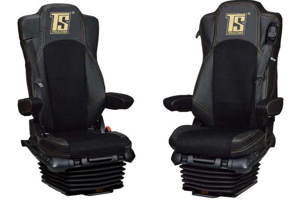 Fits for Mercedes*: Actros MP4 I MP5 (2011-...) - passenger seat air suspension - Leatherette Oldschool - Seat covers - antracite I black