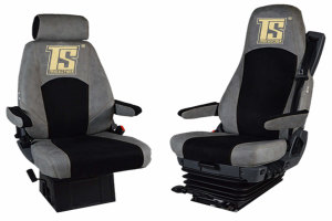 Suitable for Scania*: Faux leather oldschool - seat covers Concrete gray, center part black S +R (2016-...), R3 Streamline (2014-2016) variation A