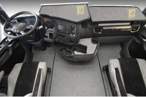 Suitable for Scania*: Faux leather oldschool - seat covers Concrete gray, center part black S +R (2016-...), R3 Streamline (2014-2016) variation A