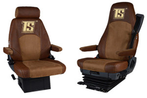 Suitable for Scania*: Faux leather oldschool - seat covers grizzly, center part brown S +R (2016-...), R3 Streamline (2014-2016) variation A