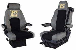 Suitable for Scania*: Faux leather oldschool - seat covers Concrete gray, center part black S +R (2016-...), R3 Streamline (2014-2016) Variation B