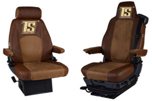 Suitable for Scania*: Faux leather oldschool - seat covers grizzly, center part brown S +R (2016-...), R3 Streamline (2014-2016) Variation B