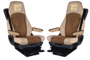 Suitable for Scania*: Faux leather oldschool - seat covers beige, center part brown S +R (2016-...), R3 Streamline (2014-2016) Variation C