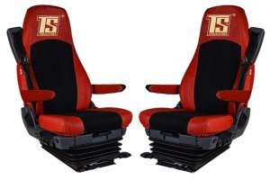 Suitable for Scania*: Faux leather oldschool - seat covers red, center part black S +R (2016-...), R3 Streamline (2014-2016) Variation C