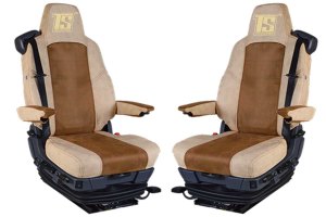 Suitable for Scania*: Faux leather oldschool - seat covers beige, center part brown S +R (2016-...), R3 Streamline (2014-2016) Variation D