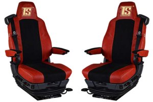 Suitable for Scania*: Faux leather oldschool - seat covers red, center part black S +R (2016-...), R3 Streamline (2014-2016) Variation D