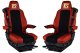 Geschikt voor Scania*: Oldschool kunstleder - stoelhoezen rood, middengedeelte zwart S+R (2016-...), R3 Streamline (2014-2016) Variatie D