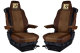 Suitable for Scania*: Faux leather oldschool - seat covers grizzly, center part brown S +R (2016-...), R3 Streamline (2014-2016) Variation D
