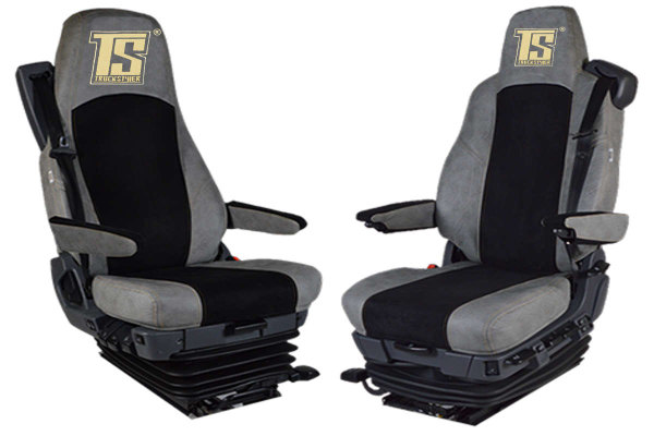 Suitable for Scania*: Faux leather oldschool - seat covers Concrete gray, center part black S +R (2016-...), R3 Streamline (2014-2016) Variation E