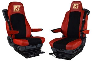 Suitable for Scania*: Faux leather oldschool - seat covers red, center part black S +R (2016-...), R3 Streamline (2014-2016) Variation E