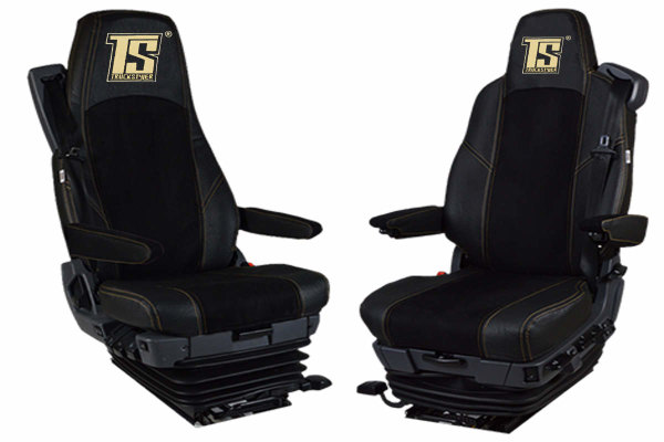 Suitable for Scania*: Faux leather oldschool - seat covers anthracite, center part black S +R (2016-...), R3 Streamline (2014-2016) Variation E