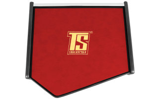 Suitable for Volvo*: FH4 (2013-2020) - imitation leather oldschool - center table with drawer I red - golden TS logo