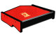 Lämplig för Volvo*: FH4 (2013-2020) - Oldschool konstläder - Mittbord med låda I Röd - gyllene TS-logotyp