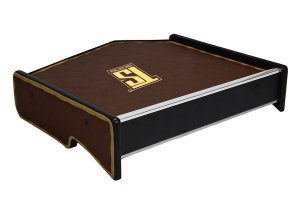 Suitable for Volvo*: FH4 (2013-2020) - imitation leather oldschool - center table with drawer -I grizzly - golden TS logo