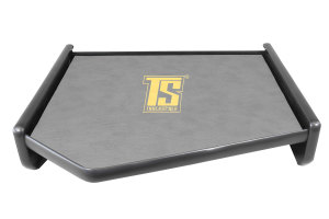 Suitable for Volvo*: FH4 (2013-2020) - imitation leather oldschool - center table without drawer I concrete grey - golden TS logo