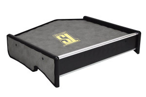 Suitable for Volvo*: FH4 (2013-2020) - imitation leather oldschool - center table without drawer I concrete grey - golden TS logo