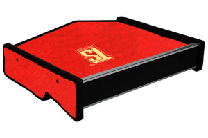 Suitable for Volvo*: FH4 (2013-2020) - imitation leather oldschool - center table without drawer I red - golden TS logo