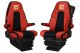 Suitable for Volvo*: FH4 I FM4 I FMX4 (2013-2020) I FH5 (2021-...9 I FS incl. belt - BF extra Belt - Leatherette Oldschool - Seat covers - red I black