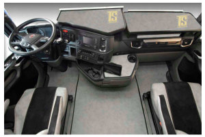 Suitable for Scania*: S (2016-...) - BF small console - Faux leather oldschool - Seat base trim - concrete grey I black
