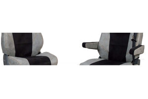 Suitable for MAN*: TGX EURO6 (2018-2020) - leatherette oldschool - armrest covers - Concrete gray I black
