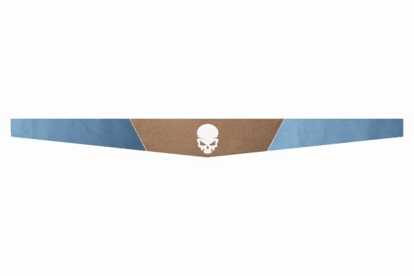 Suede look truck windshield border I double stitched I 2-color I with motif I universal Skull white grizzly light blue