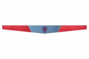 Suede look truck windshield border I double stitched I 2-color I with motif I universal Skull lilac light blue red