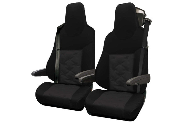 Passend für MAN*: TGX, TGS EURO6 (2020-...) - Old Style Professional-Sitzbezüge im Set Schwarz ohne Logo