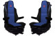 Suitable for MAN*: TGX EURO6 (2020-...) I TGS EURO6 (2020-...) HollandLine seat covers I Imitation leather blue I 2 belts integrated