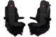 Suitable for MAN*: TGX EURO6 (2020-...) I TGS EURO6 (2020-...) HollandLine seat covers I Imitation leather black I 1 belt integrated