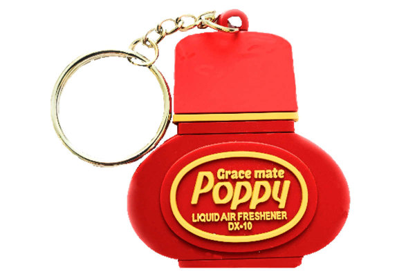 Original Poppy Grace Mate Rubber Keyring - Poppy Bottle Design I Cherry-design