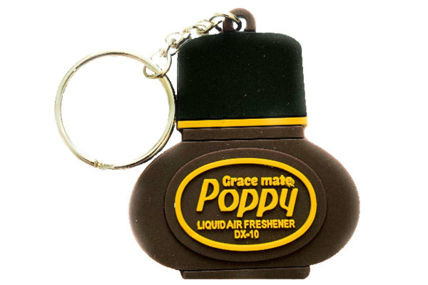 Originele Poppy Grace Mate rubber sleutelhanger - in Poppy fles design I Vanille design
