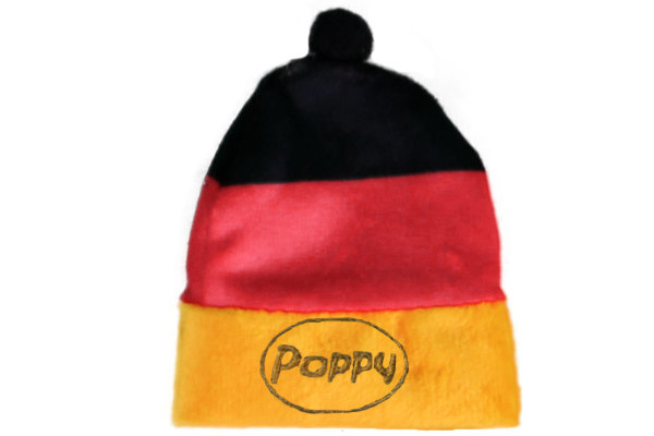 Beanie-Mütze - für Ihren Poppy Lufterfrischer und Rubber Duck, Ente Deutschland (Schwarz I Rot I Gold)