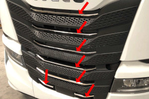 Suitable for Iveco*: S-Way (2019-...) - stainless steel profiles I radiator grille beading I 7 parts