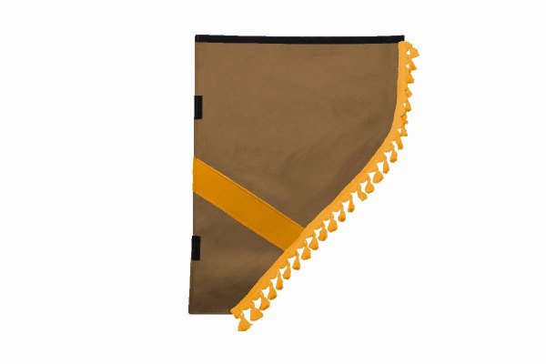 Suede look truck dummy curtains I 2 parts I with tassel pompom I strong darkening caramel yellow