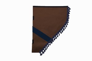 Suede look truck dummy curtains I 2 parts I with tassel pompom I strong darkening grizzly blue
